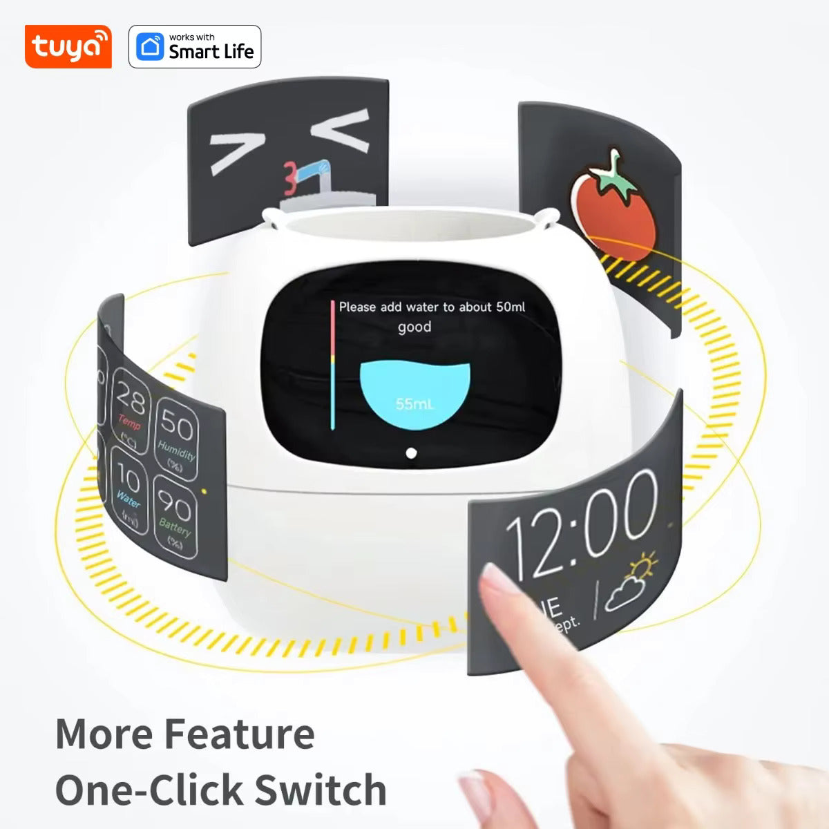 Tuya Ivy Smart Planter – 49+ Dynamic Expressions, 7 Smart Sensors, AI Chip for Fun & Easy Plant Care