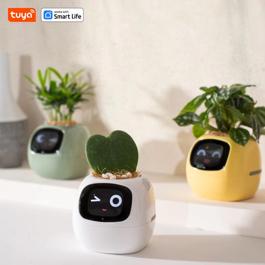 Tuya Ivy Smart Planter – 49+ Dynamic Expressions, 7 Smart Sensors, AI Chip for Fun & Easy Plant Care